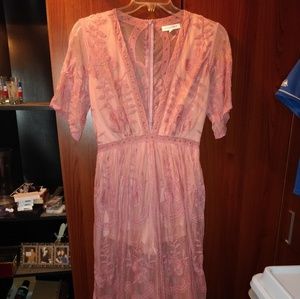 Honey Punch Pink Lace Maxi Romper